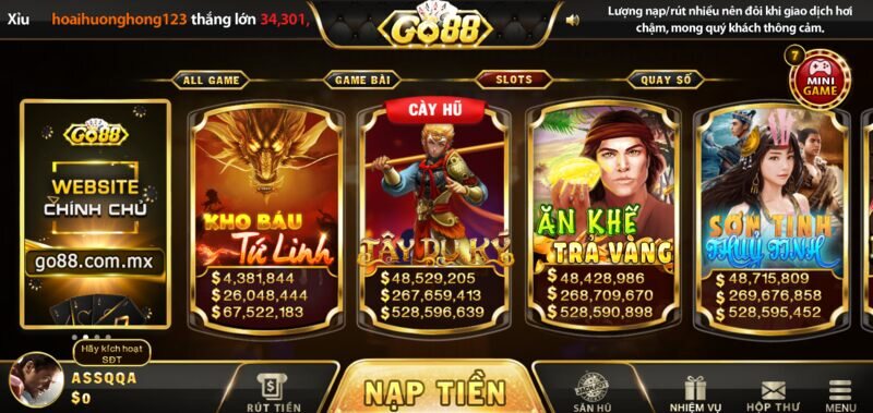 Khám phá kho game slots Go88 có sức hút mạnh mẽ trên thị trường giải trí trực tuyến 
